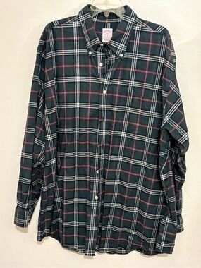 Brooks Brothers Dark Green Plaid Button-Down Shirt 2x